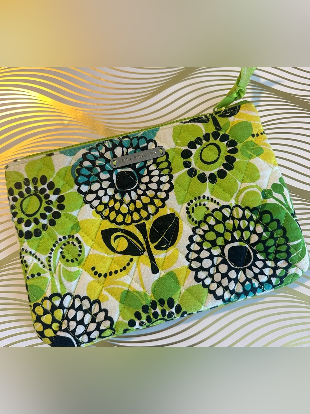 Vera Bradley Flat Travel Makeup Pouch  "Limes Up" Pattern